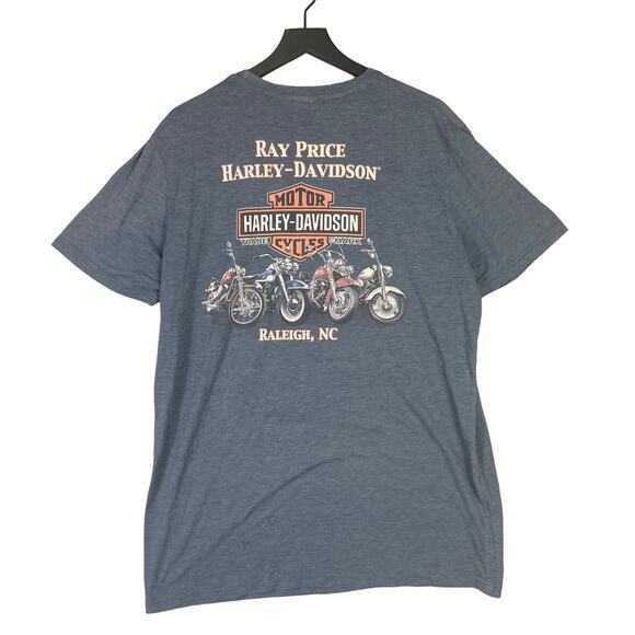 Harley Davidson Raleigh NC Dealer Shirt Men’s 2XL Blue Graphic Biker Tee - Picture 2 of 10